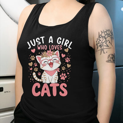 Cat Love Shirt, Funny Cat Lover Gift UnisexT-Shirt/Hoodie/Sweatshirt HLT00 - Just A Girl Who Loves Cats Cute Floral Animals Lover T-Shirt