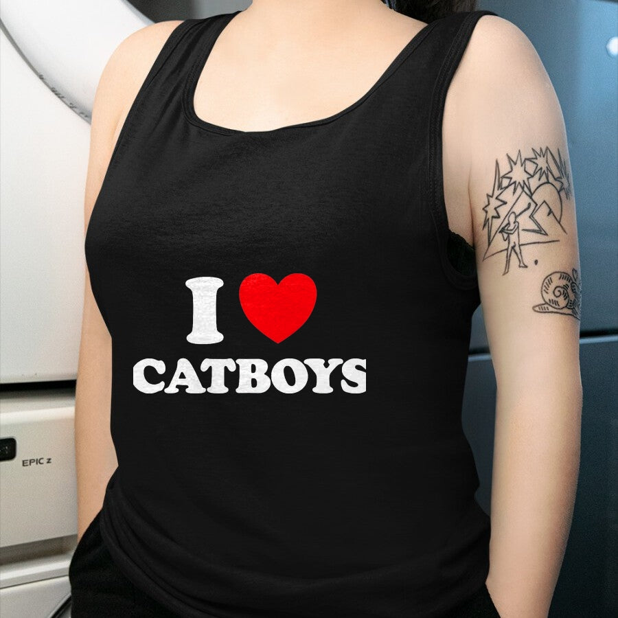 Cat Love Shirt, Funny Cat Lover Gift UnisexT-Shirt/Hoodie/Sweatshirt HLT00 - Cat Boy Heart Funny Cute Costume Furry Catboy Joke Meme Fan T-Shirt, Men, Black, 3X-Large