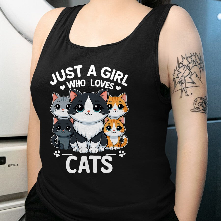 Cat Love Shirt, Funny Cat Lover Gift UnisexT-Shirt/Hoodie/Sweatshirt HLT00 - Just A Girl Who Loves Cats T-Shirt (1)