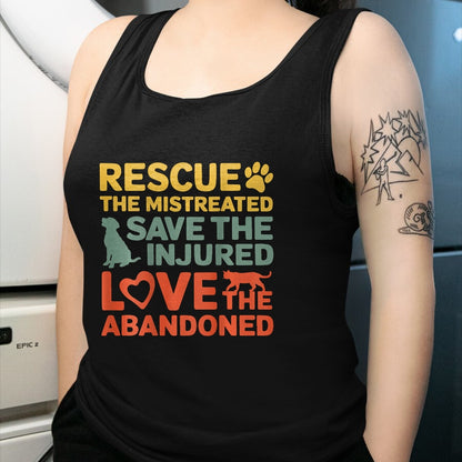 Cat Love Shirt, Funny Cat Lover Gift UnisexT-Shirt/Hoodie/Sweatshirt HLT00 - Animal Rescue Gifts Rescue the Mistreated Save the Injured Love the Abandoned Unisex T-Shirt - Black