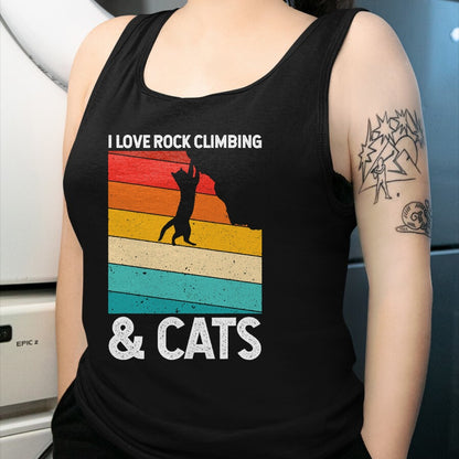 Cat Love Shirt, Funny Cat Lover Gift UnisexT-Shirt/Hoodie/Sweatshirt HLT00 - I Love Rock Climbing & Cats Cute Kitty Cat Lover Gift T-Shirt