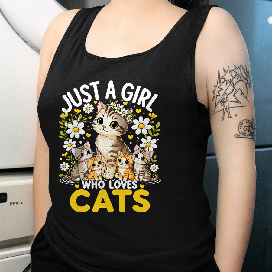 Cat Love Shirt, Funny Cat Lover Gift UnisexT-Shirt/Hoodie/Sweatshirt HLT00 - Cute Cat Lover Just A Girl Who Loves Cats T-Shirt