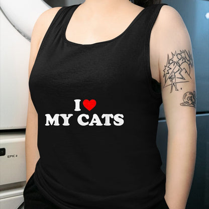 Cat Love Shirt, Funny Cat Lover Gift UnisexT-Shirt/Hoodie/Sweatshirt HLT00 - I Love My Cats T-Shirt, Women, Black, X-Small