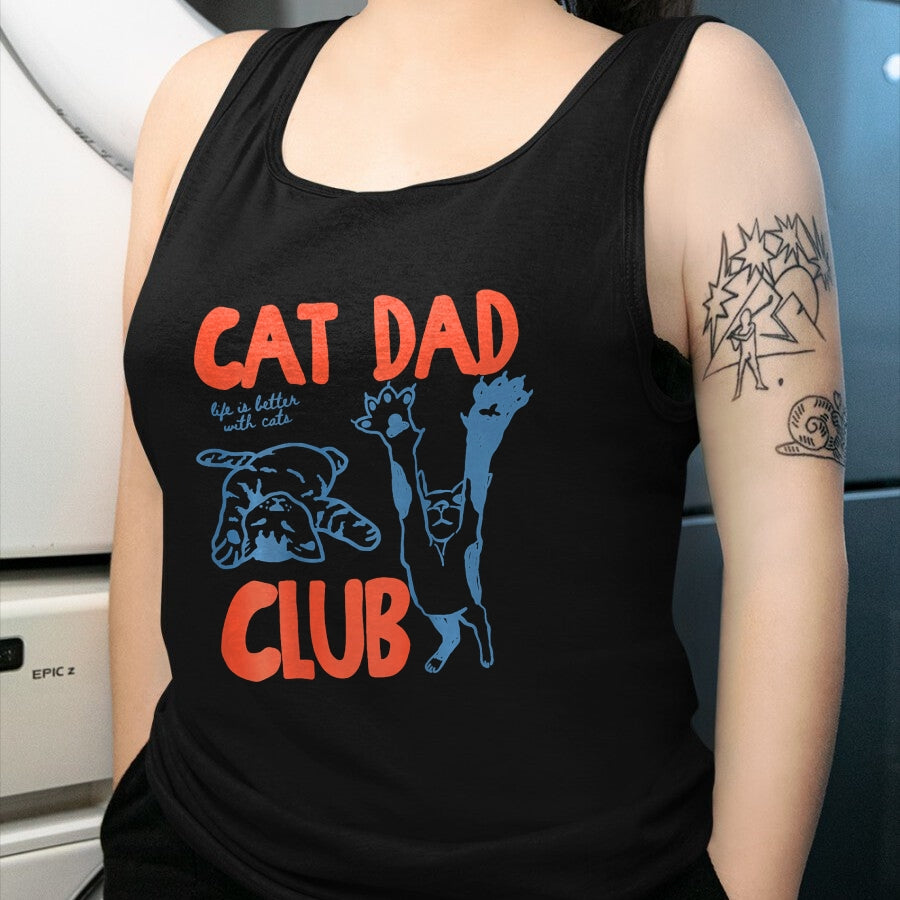 Cat Love Shirt, Funny Cat Lover Gift UnisexT-Shirt/Hoodie/Sweatshirt HLT00 - Funny Cat Dad Club Life is Better with Cats Retro Cat Dad T-Shirt