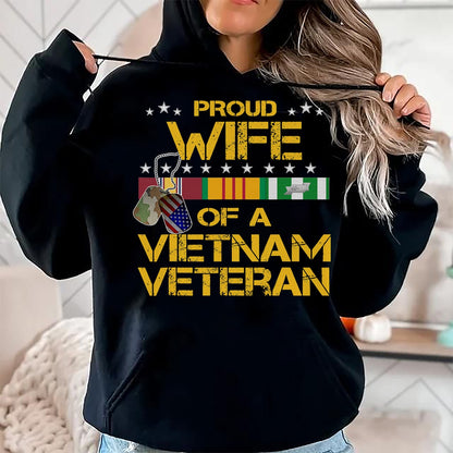 Best Husband Shirt, Wife and Husband Unisex T-Shirt/Hoodie/Sweatshirt HLT00 - Proud Wife of A Vietnam Veteran My Husband is A Hero T-Shirt T-Shirt