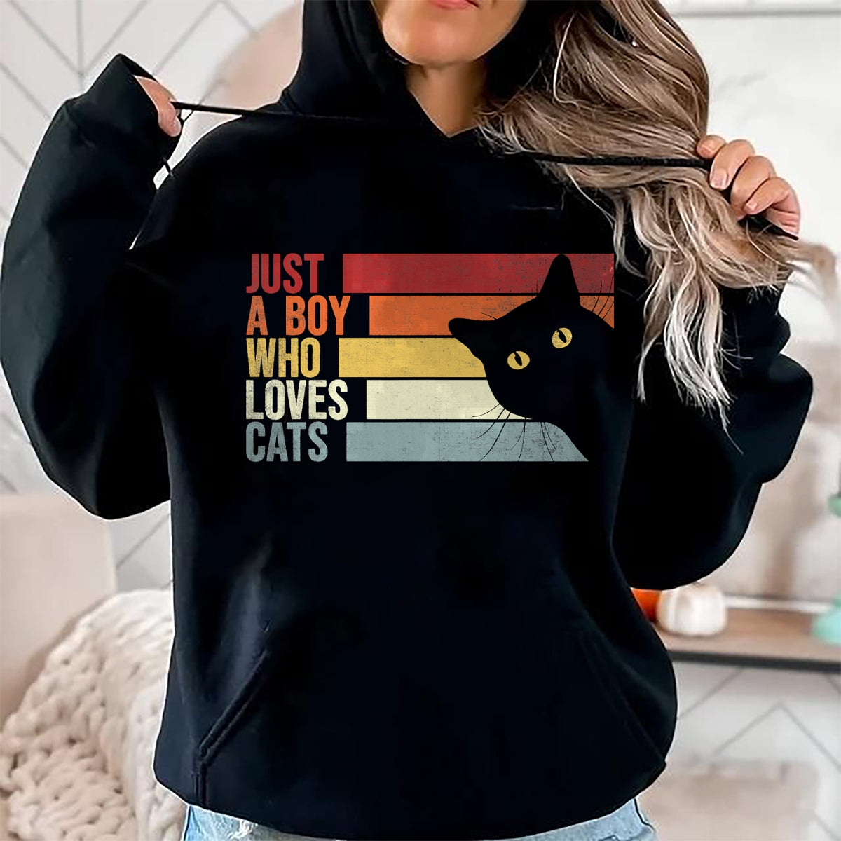 Cat Love Shirt, Funny Cat Lover Gift UnisexT-Shirt/Hoodie/Sweatshirt HLT00 - Just A Boy Who Loves Cats. Funny Cats Lover T-Shirt (1)