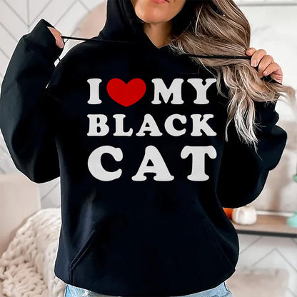Cat Love Shirt, Funny Cat Lover Gift UnisexT-Shirt/Hoodie/Sweatshirt HLT00 - I Love My Black Cat, I Heart My Black Cat T-Shirt