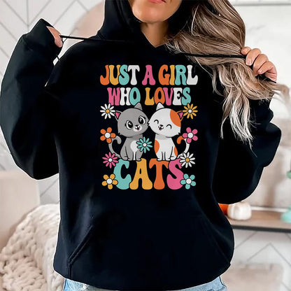 Cat Love Shirt, Funny Cat Lover Gift UnisexT-Shirt/Hoodie/Sweatshirt HLT00 - Just A Girl Who Loves Cats Cute Cat Lover Kitten Girls Kids T-Shirt (1)