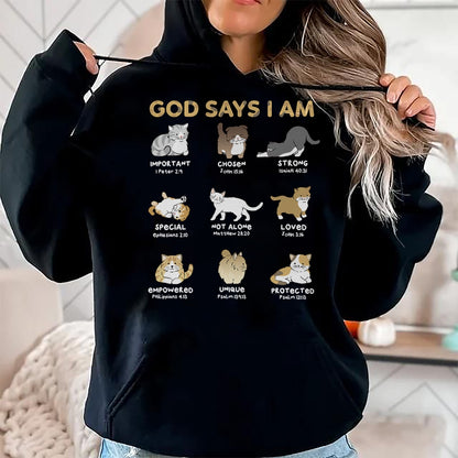 Cat Love Shirt, Funny Cat Lover Gift UnisexT-Shirt/Hoodie/Sweatshirt HLT00 - God Says I Am Cat Cute Cats Lover Bible Verse Christian T-Shirt