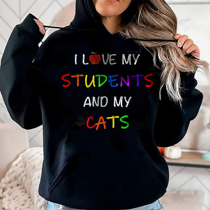 Cat Love Shirt, Funny Cat Lover Gift UnisexT-Shirt/Hoodie/Sweatshirt HLT00 - I Love My Students And My Cats Cute Teacher Cat T-Shirt