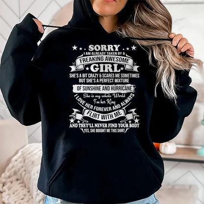 Best Husband Shirt, Wife and Husband Unisex T-Shirt/Hoodie/Sweatshirt HLT00 - Sorry I am Already Taken by Awesome Girl Shirt Valentine Day T-Shirt