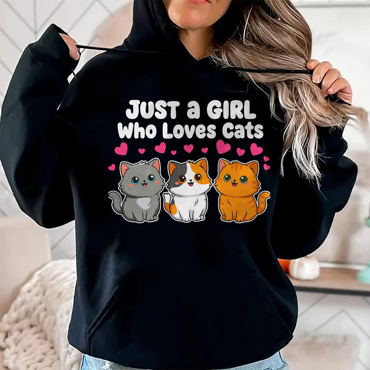 Cat Love Shirt, Funny Cat Lover Gift UnisexT-Shirt/Hoodie/Sweatshirt HLT00 - Just a Girl Who Loves Cats Cute Kittens T-Shirt