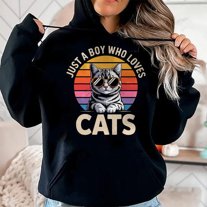 Cat Love Shirt, Funny Cat Lover Gift UnisexT-Shirt/Hoodie/Sweatshirt HLT00 - Just a Boy Who Loves Cats T-Shirt