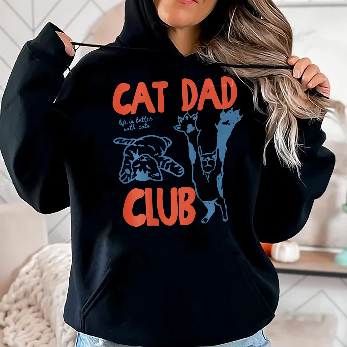 Cat Love Shirt, Funny Cat Lover Gift UnisexT-Shirt/Hoodie/Sweatshirt HLT00 - Funny Cat Dad Club Life is Better with Cats Retro Cat Dad T-Shirt