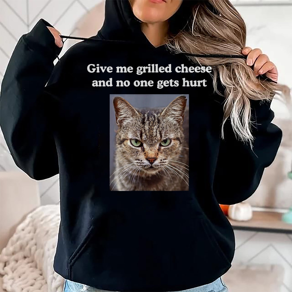Cat Love Shirt, Funny Cat Lover Gift UnisexT-Shirt/Hoodie/Sweatshirt HLT00 - Funny Sarcastic Gray Tabby Cats Quote Love Grilled Cheese T-Shirt, Women, Dark Heather Grey, Large