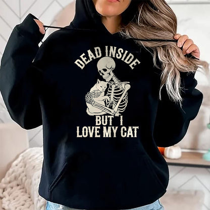 Cat Love Shirt, Funny Cat Lover Gift UnisexT-Shirt/Hoodie/Sweatshirt HLT00 - Dead Inside But I Love My Cat T-Shirt
