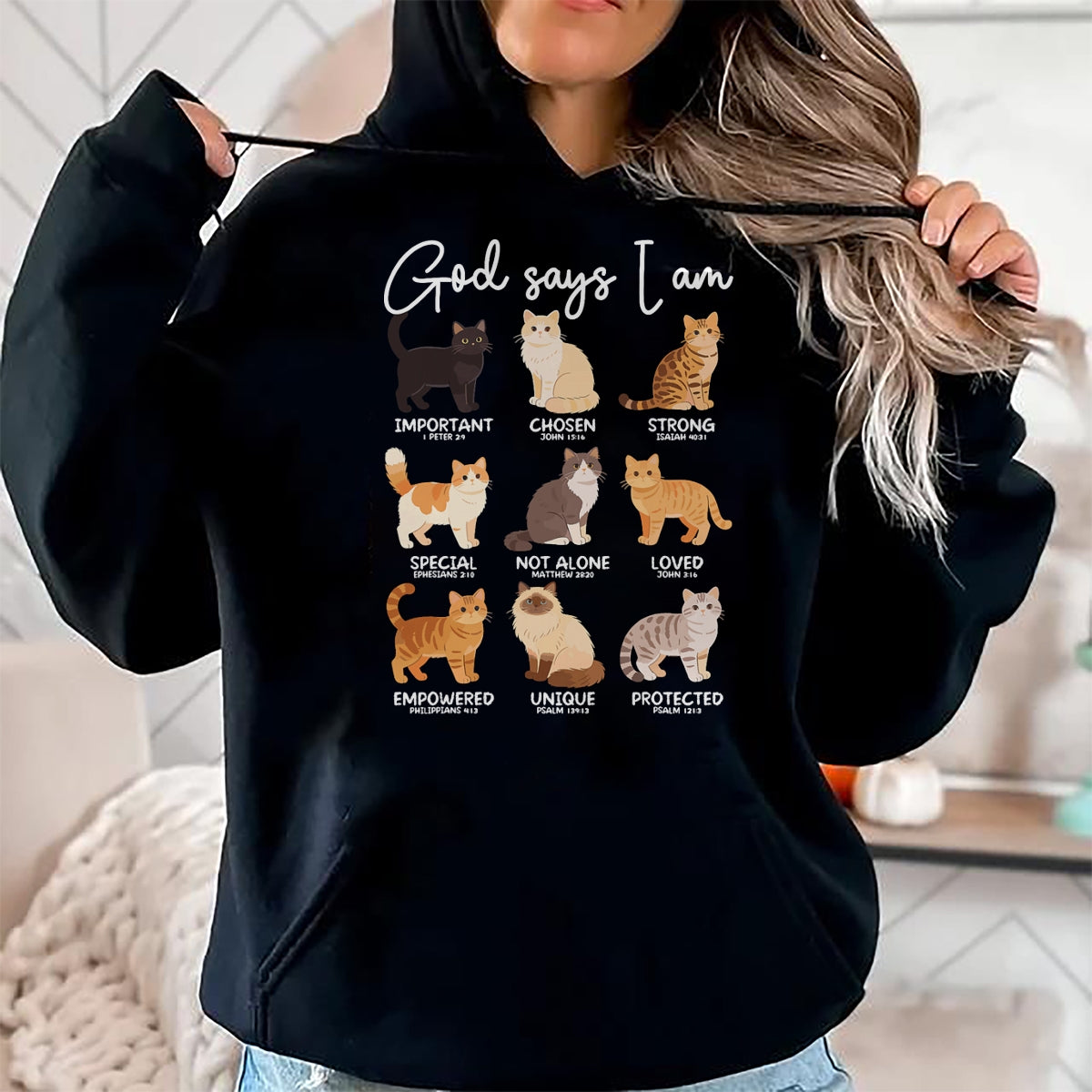 Cat Love Shirt, Funny Cat Lover Gift UnisexT-Shirt/Hoodie/Sweatshirt HLT00 - God Says I Am Bible Verses Christian Scripture Cat T-Shirt