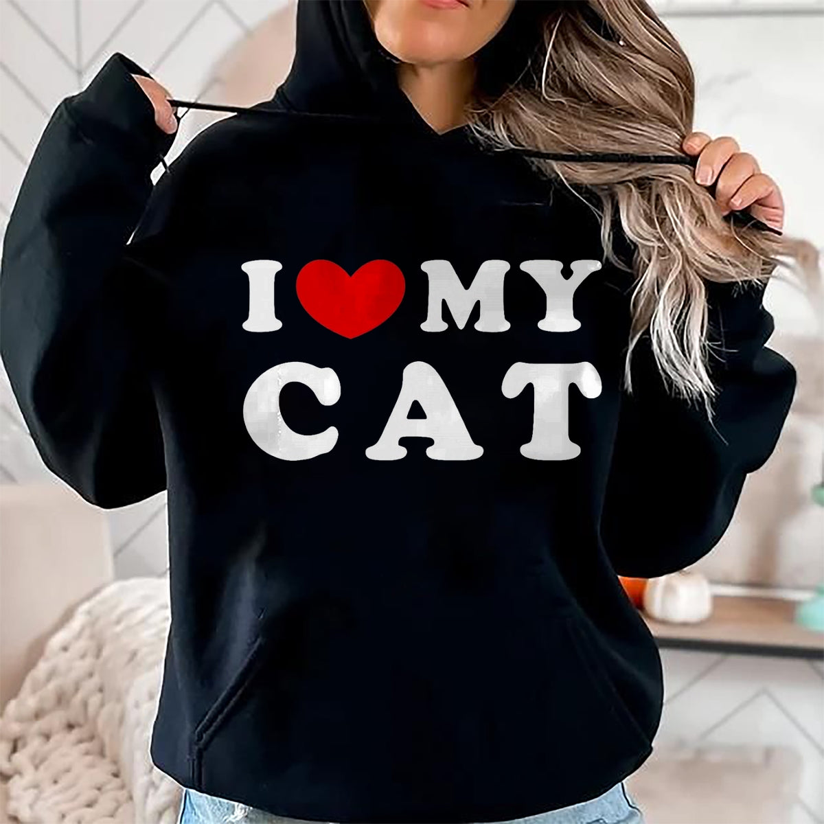 Cat Love Shirt, Funny Cat Lover Gift UnisexT-Shirt/Hoodie/Sweatshirt HLT00 - I Love My Cat, I Heart My Cat T-Shirt, Men, Pink Heather, X-Large