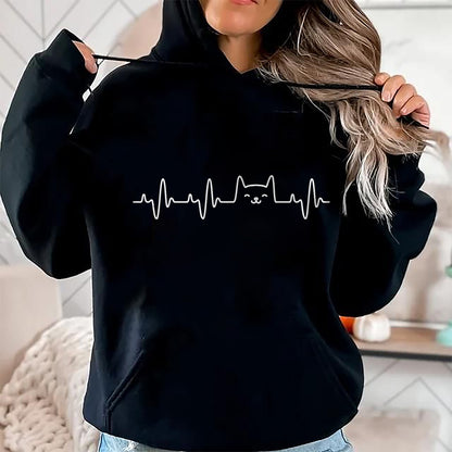 Cat Love Shirt, Funny Cat Lover Gift UnisexT-Shirt/Hoodie/Sweatshirt HLT00 - Cat Heartbeat Love Cats Women_s Girls Cat Lover T-Shirt
