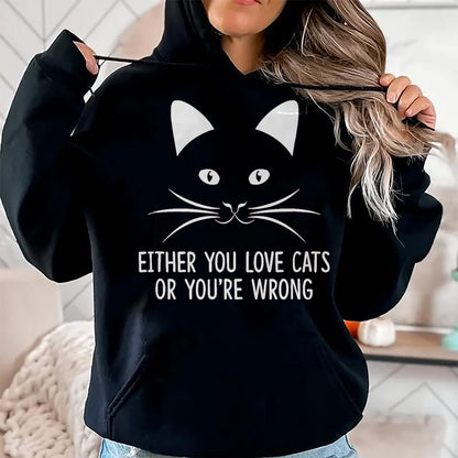 Cat Love Shirt, Funny Cat Lover Gift UnisexT-Shirt/Hoodie/Sweatshirt HLT00 - Either You Love Cats Or You_re Wrong - T-Shirt, Men, Navy Blue, 3X-Large