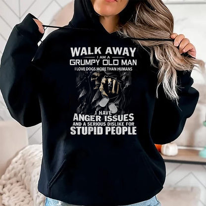 Best Husband Shirt, Wife and Husband Unisex T-Shirt/Hoodie/Sweatshirt HLT00 - Walk Away I Am A Grumpy Old Man I Love Dogs More Than Humans T-Shirt