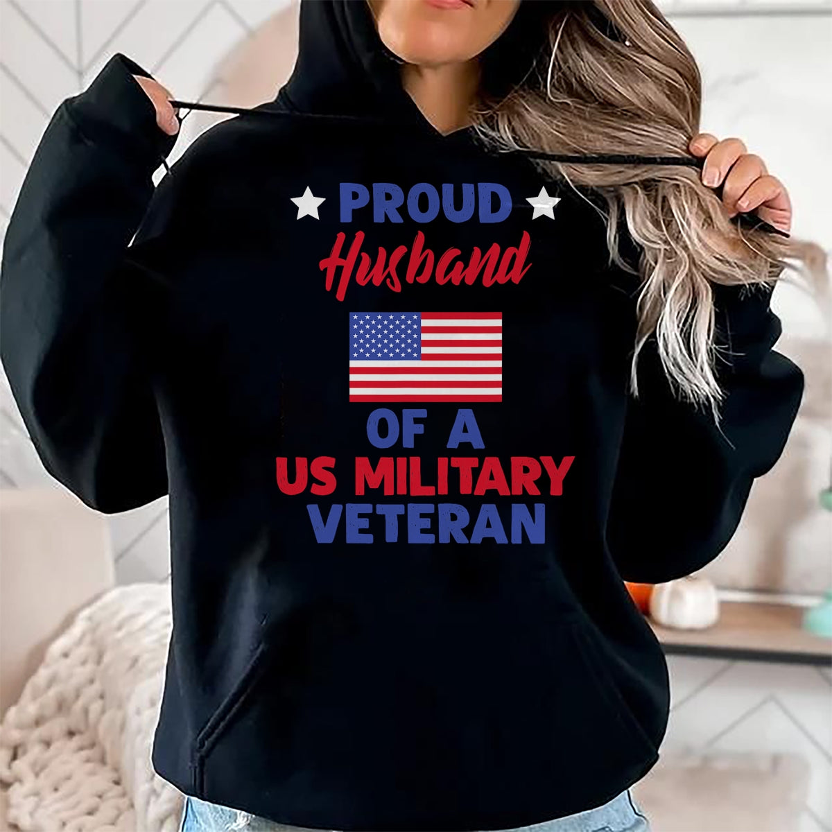Best Husband Shirt, Wife and Husband Unisex T-Shirt/Hoodie/Sweatshirt HLT00 - Proud Husband Of A US Military Veteran - Veteran_s Day T-Shirt
