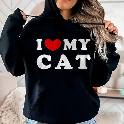 Cat Love Shirt, Funny Cat Lover Gift UnisexT-Shirt/Hoodie/Sweatshirt HLT00 - I Love My Cat, I Heart My Cat T-Shirt, Men, Black, 3X-Large