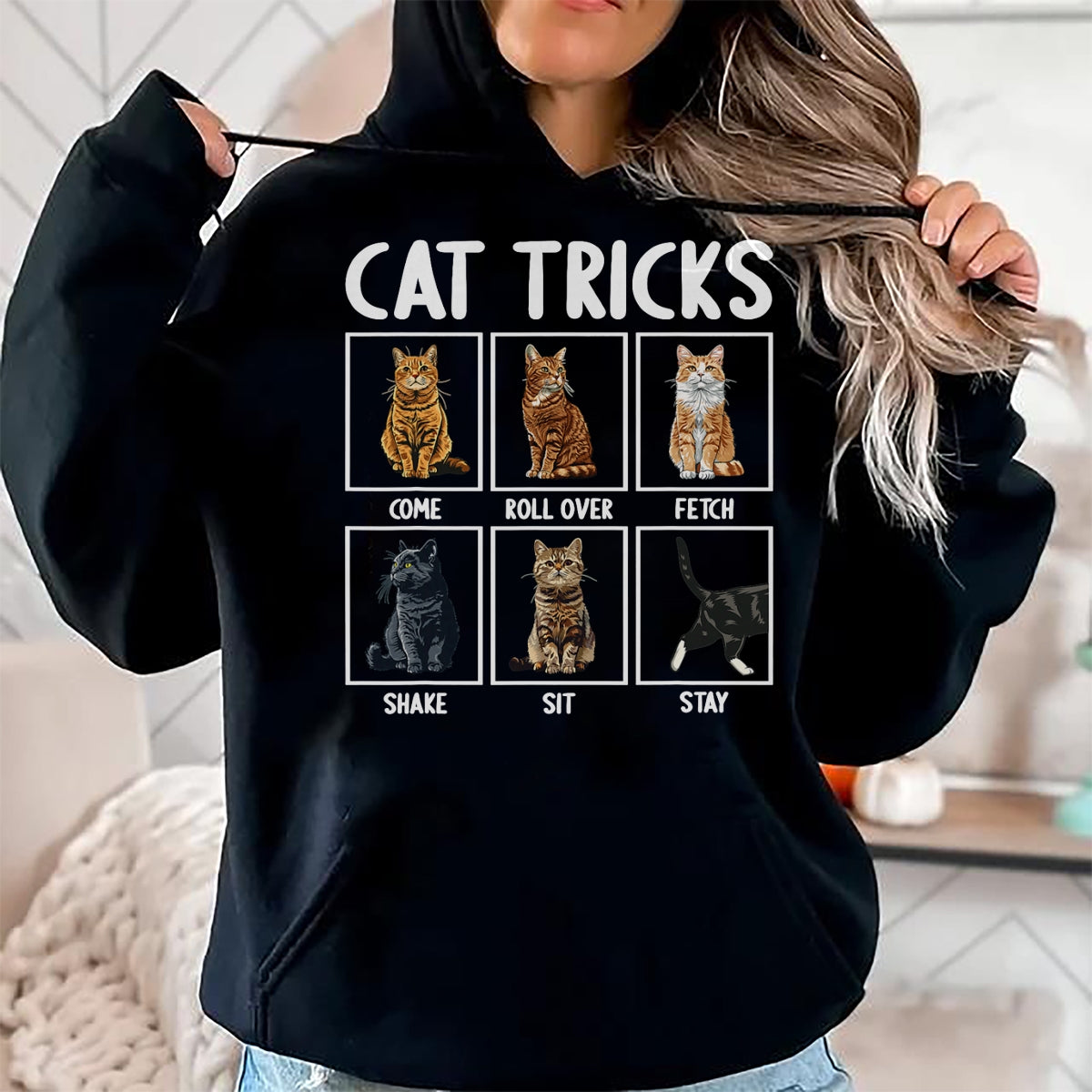 Cat Love Shirt, Funny Cat Lover Gift UnisexT-Shirt/Hoodie/Sweatshirt HLT00 - Cats Funny Cat Tricks T-Shirt, Small, Black