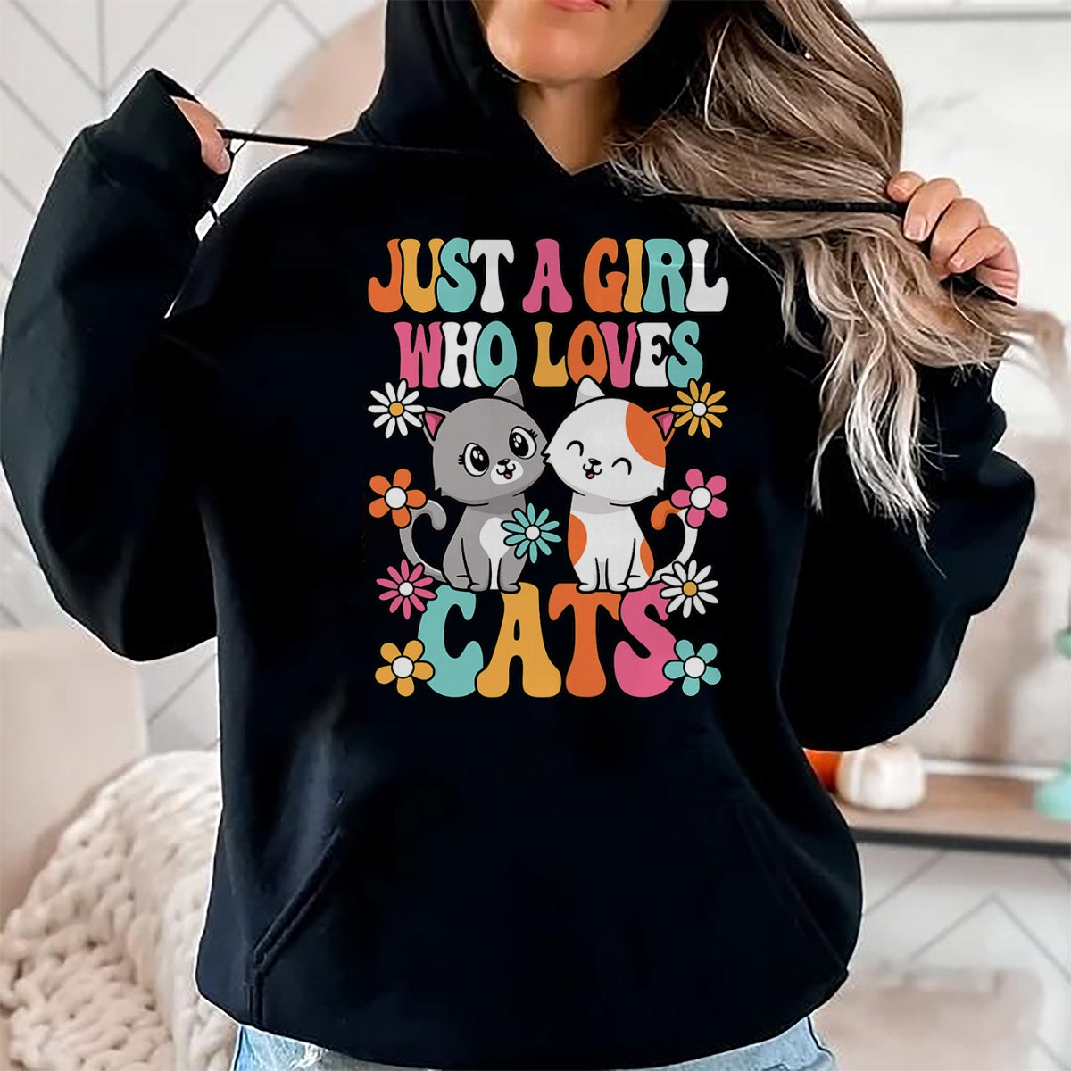 Cat Love Shirt, Funny Cat Lover Gift UnisexT-Shirt/Hoodie/Sweatshirt HLT00 - Just A Girl Who Loves Cats Cute Cat Lover Kitten Girls Kids T-Shirt