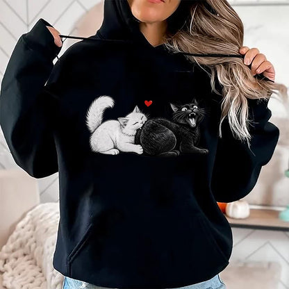 Cat Love Shirt, Funny Cat Lover Gift UnisexT-Shirt/Hoodie/Sweatshirt HLT00 - Women_s Funny Cat Couple Black White Cats Love Cat Biting Cat Butt V-Neck T-Shirt