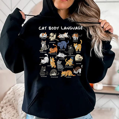Cat Love Shirt, Funny Cat Lover Gift UnisexT-Shirt/Hoodie/Sweatshirt HLT00 - Cat Body Language Cute Cat Lover Kawaii T-Shirt