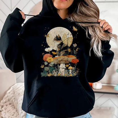 Cat Love Shirt, Funny Cat Lover Gift UnisexT-Shirt/Hoodie/Sweatshirt HLT00 - I Love Cats Fairy Witchy Plant Lover Vintage Nature Themed T-Shirt