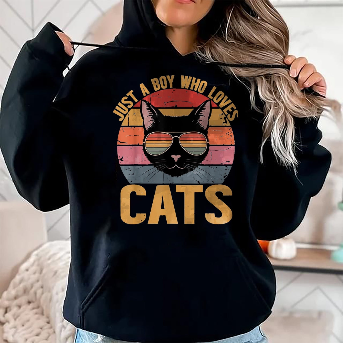 Cat Love Shirt, Funny Cat Lover Gift UnisexT-Shirt/Hoodie/Sweatshirt HLT00 - Just A Boy Who Loves Cats Retro Cat Lover Boys Kids T-Shirt, Youth, Purple Heather, Small