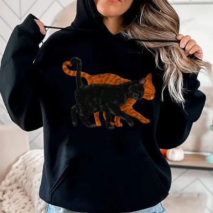 Cat Love Shirt, Funny Cat Lover Gift UnisexT-Shirt/Hoodie/Sweatshirt HLT00 - Black Cat Orange Cat Heart Tail Love T-Shirt (1)