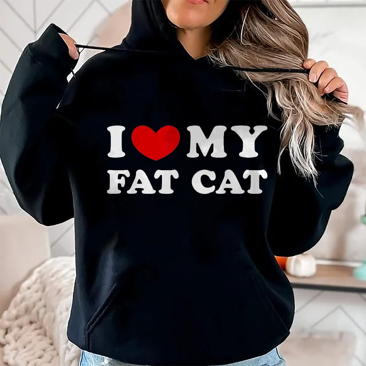 Cat Love Shirt, Funny Cat Lover Gift UnisexT-Shirt/Hoodie/Sweatshirt HLT00 - I Love My Fat Cat, I Heart My Fat Cat T-Shirt, Youth, Black, Medium (1)