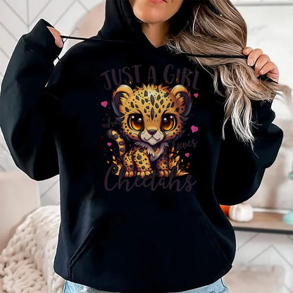 Cat Love Shirt, Funny Cat Lover Gift UnisexT-Shirt/Hoodie/Sweatshirt HLT00 - Just A Girl Who Loves Cheetahs Women Cheetah Cat Lover T-Shirt