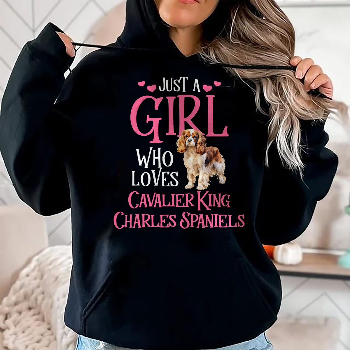 Cat Love Shirt, Funny Cat Lover Gift UnisexT-Shirt/Hoodie/Sweatshirt HLT00 - Just A Girl Who Loves Cavalier King Charles Spaniels T-Shirt