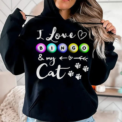 Cat Love Shirt, Funny Cat Lover Gift UnisexT-Shirt/Hoodie/Sweatshirt HLT00 - Bingo Shirt for Women, I Love Bingo and my Cat Bingo gift T-Shirt