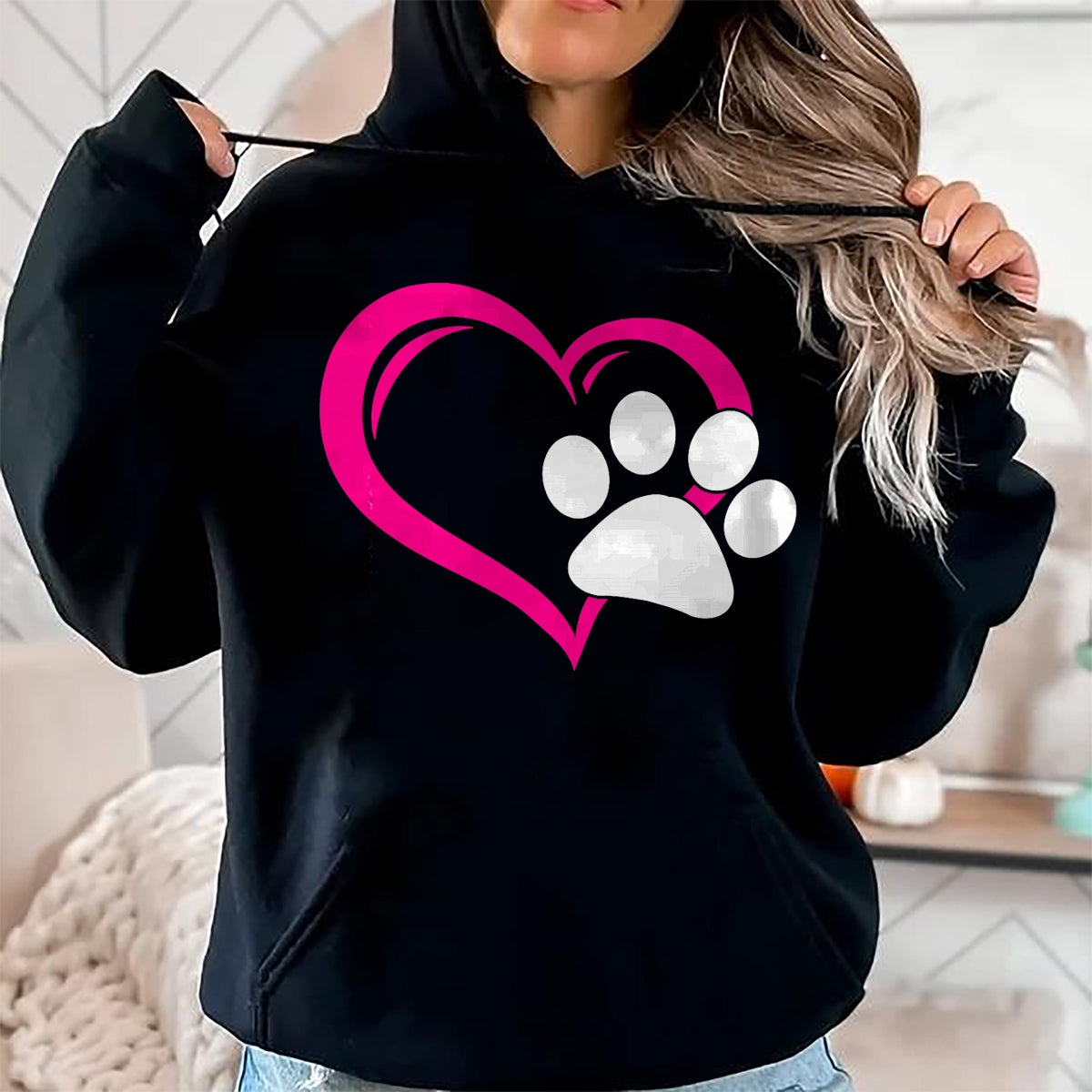 Cat Love Shirt, Funny Cat Lover Gift UnisexT-Shirt/Hoodie/Sweatshirt HLT00 - Cute I Love My Dog Puppy Cat Paw Heart T-Shirt (1)