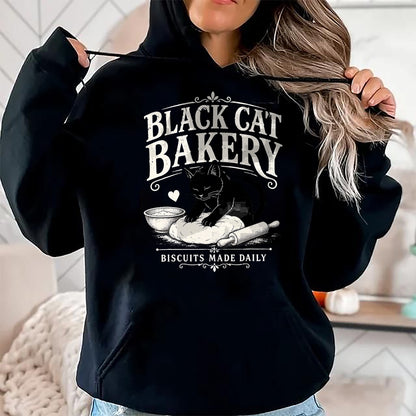Cat Love Shirt, Funny Cat Lover Gift UnisexT-Shirt/Hoodie/Sweatshirt HLT00 - Black Cat Bakery Biscuits Made Daily Cat Lover Art T-Shirt