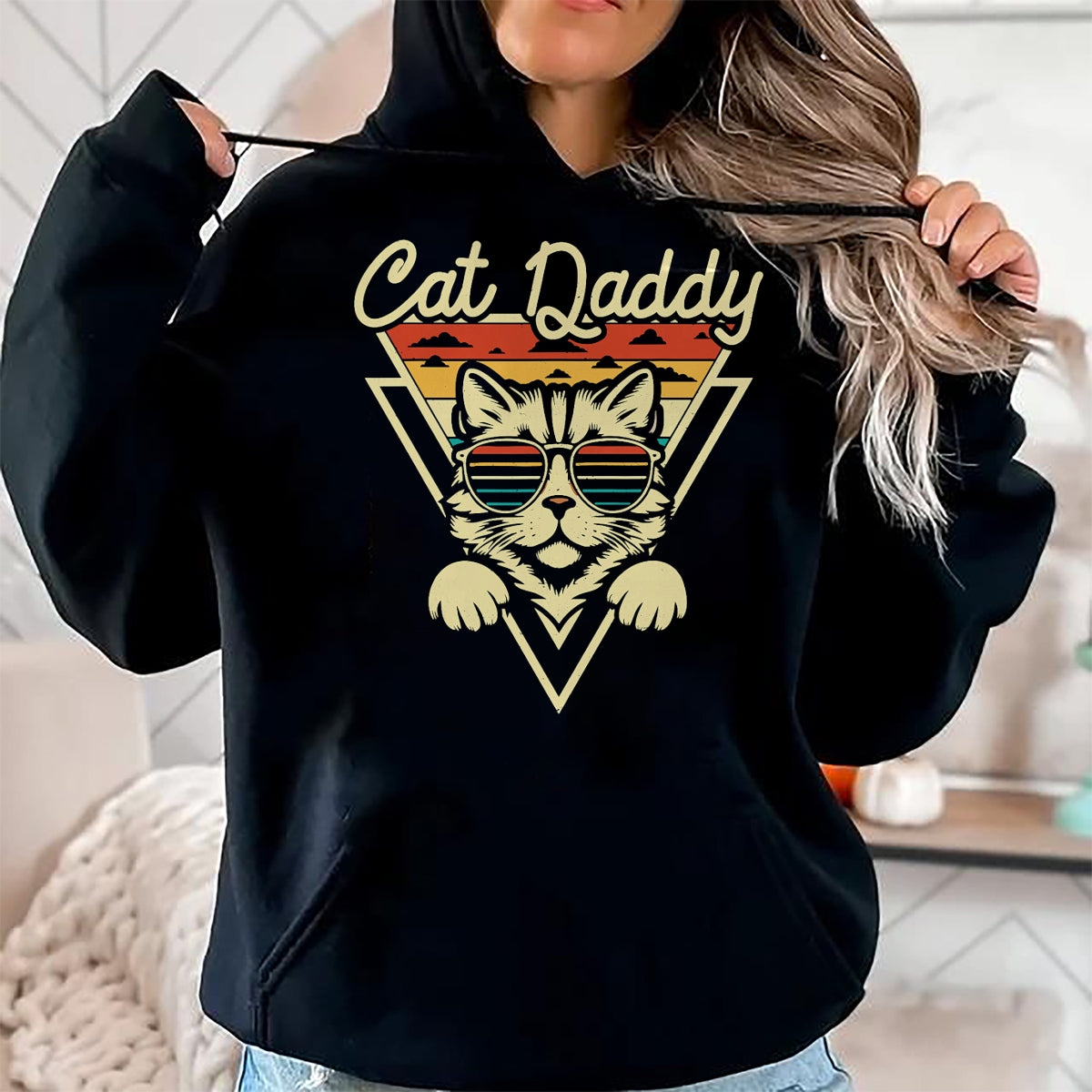 Cat Love Shirt, Funny Cat Lover Gift UnisexT-Shirt/Hoodie/Sweatshirt HLT00 - Cat Daddy Retro Sunglasses Cat Fur Dad Papa Vintage Cat Dad T-Shirt