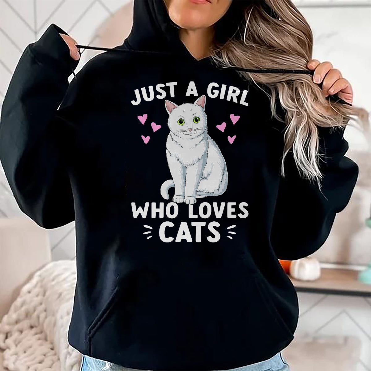 Cat Love Shirt, Funny Cat Lover Gift UnisexT-Shirt/Hoodie/Sweatshirt HLT00 - Just A Girl Who Loves Cats Cute Cat Lover Girls Women T-Shirt