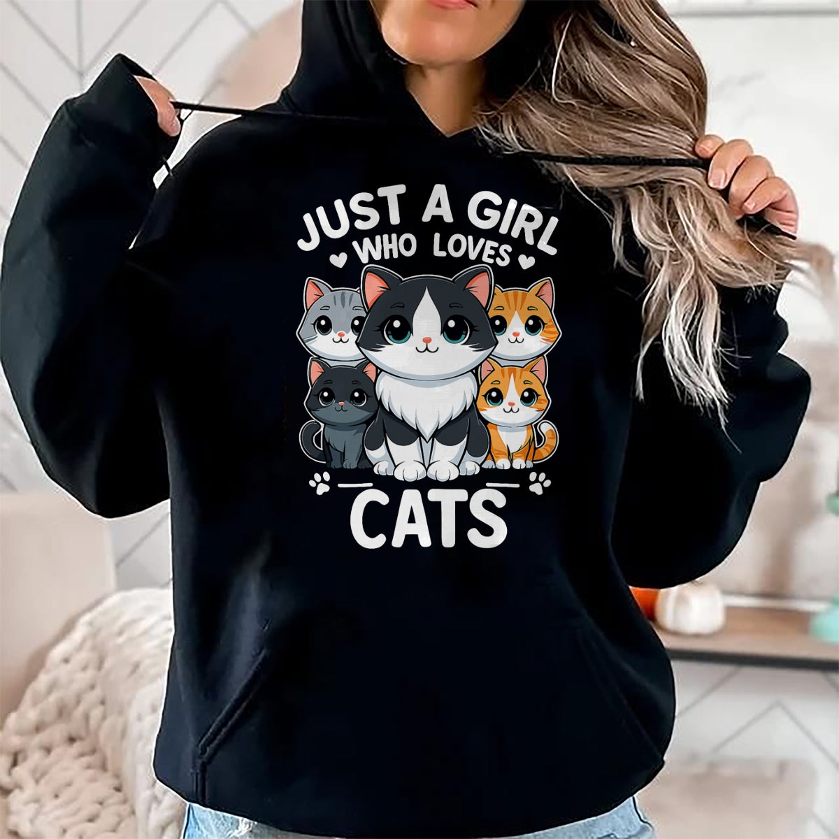 Cat Love Shirt, Funny Cat Lover Gift UnisexT-Shirt/Hoodie/Sweatshirt HLT00 - Just A Girl Who Loves Cats T-Shirt