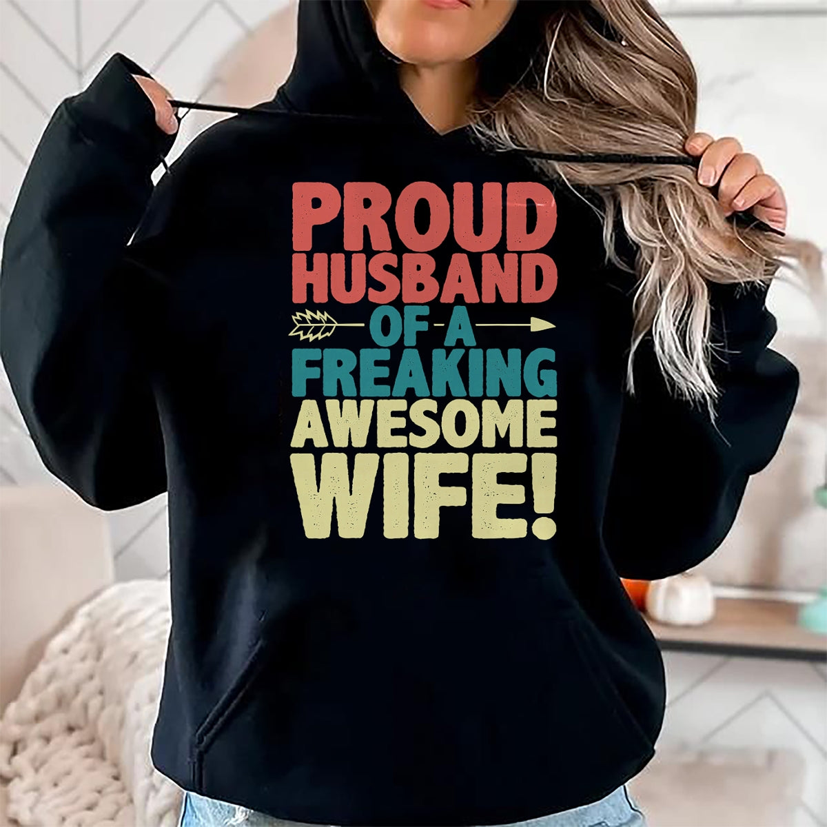 Best Husband Shirt, Wife and Husband Unisex T-Shirt/Hoodie/Sweatshirt HLT00 - Proud Husband Of A Freaking Awesome Wife Funny Romantic Gift T-Shirt