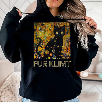 Cat Love Shirt, Funny Cat Lover Gift UnisexT-Shirt/Hoodie/Sweatshirt HLT00 - Black Cat in Klimt Painting, Cat Lover, Artist Art Student T-Shirt, Men, Black, 3X-Large