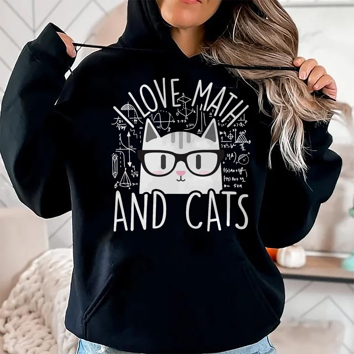 Cat Love Shirt, Funny Cat Lover Gift UnisexT-Shirt/Hoodie/Sweatshirt HLT00 - I Love Math and Cats Cute Kitty Cat Feline Lover Gift T-Shirt Small (1)
