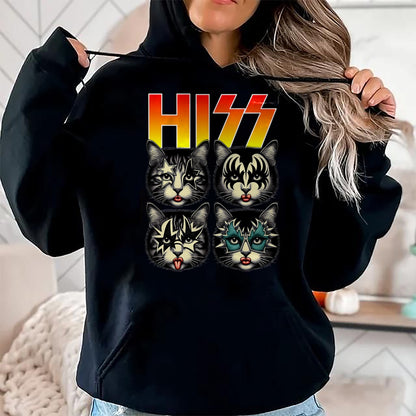 Cat Love Shirt, Funny Cat Lover Gift UnisexT-Shirt/Hoodie/Sweatshirt HLT00 - Retro Cat Rock Music Concert Band Hiss Funny Cat Kitten Love T-Shirt (1)