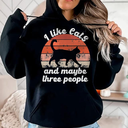 Cat Love Shirt, Funny Cat Lover Gift UnisexT-Shirt/Hoodie/Sweatshirt HLT00 - I Like Cats and Maybe 3 People T-Shirt, Men, Black, 3X-Large (1)