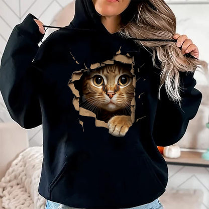 Cat Love Shirt, Funny Cat Lover Gift UnisexT-Shirt/Hoodie/Sweatshirt HLT00 - Cute Kitten Looks from Torn Fabric - Cats T-Shirt, Men, Olive Green, X-Large (1)