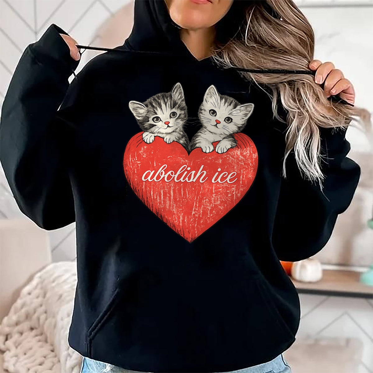 Cat Love Shirt, Funny Cat Lover Gift UnisexT-Shirt/Hoodie/Sweatshirt HLT00 - Abolish ICE, Cute Cat Valentine T-Shirt